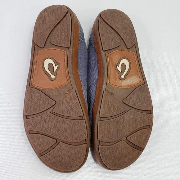 Olukai Mens Puhalu Canvas Shoes Size 10.5 Blue Drop In Heel Driving Slip On - Picture 3 of 9